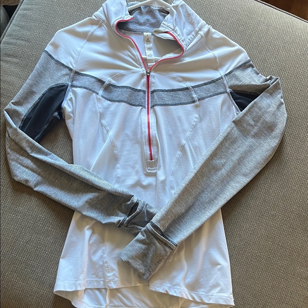 White and Gray Quarter-Zip Pullover